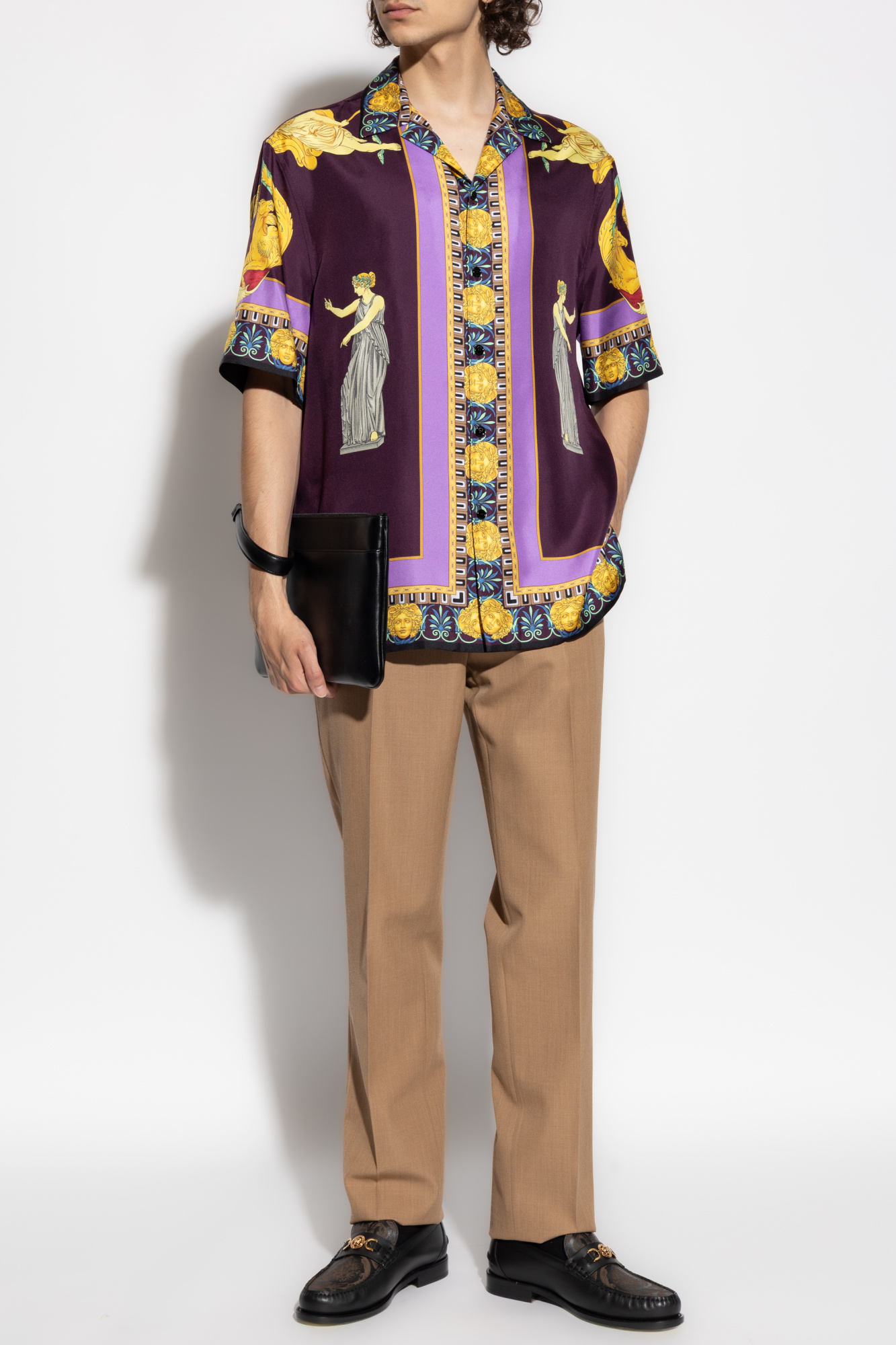 Beige Wool pleated trousers Versace - Vitkac France